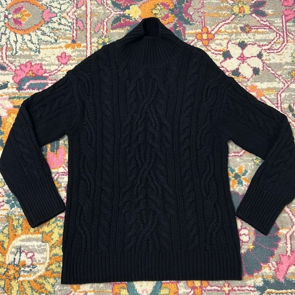 Vince Oversized Cable-Knit Wool Blend Sweater in Coastal Navy New Size Small